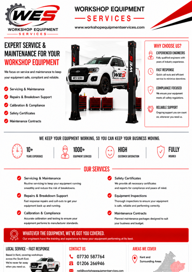 Workshop Equipment Services service and maintenance overview